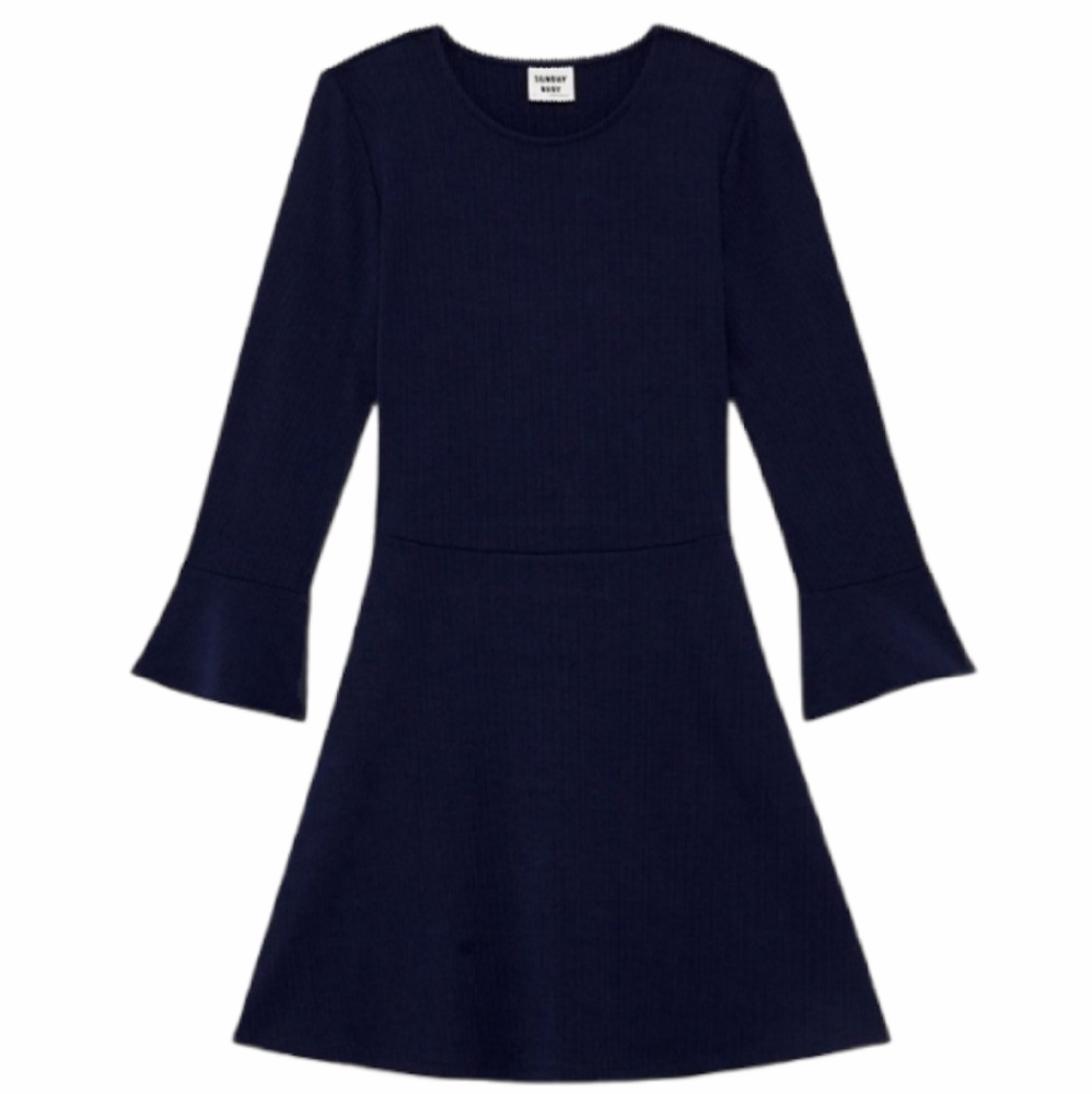 Aritzia Sunday Best Ribbed Peyton Dress Navy Blue